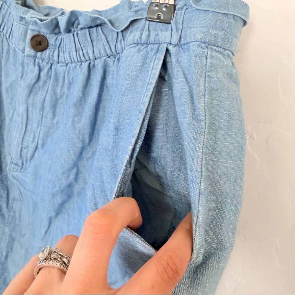 J. Crew Light Blue Denim A-Line Skirt with Ruffle Waist - Picture 5 of 12